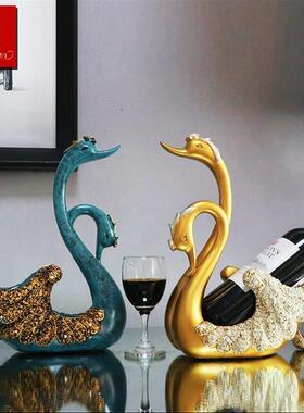 红酒架摆件天鹅客厅餐桌轻奢高档简约现代家居葡萄酒架结婚礼物