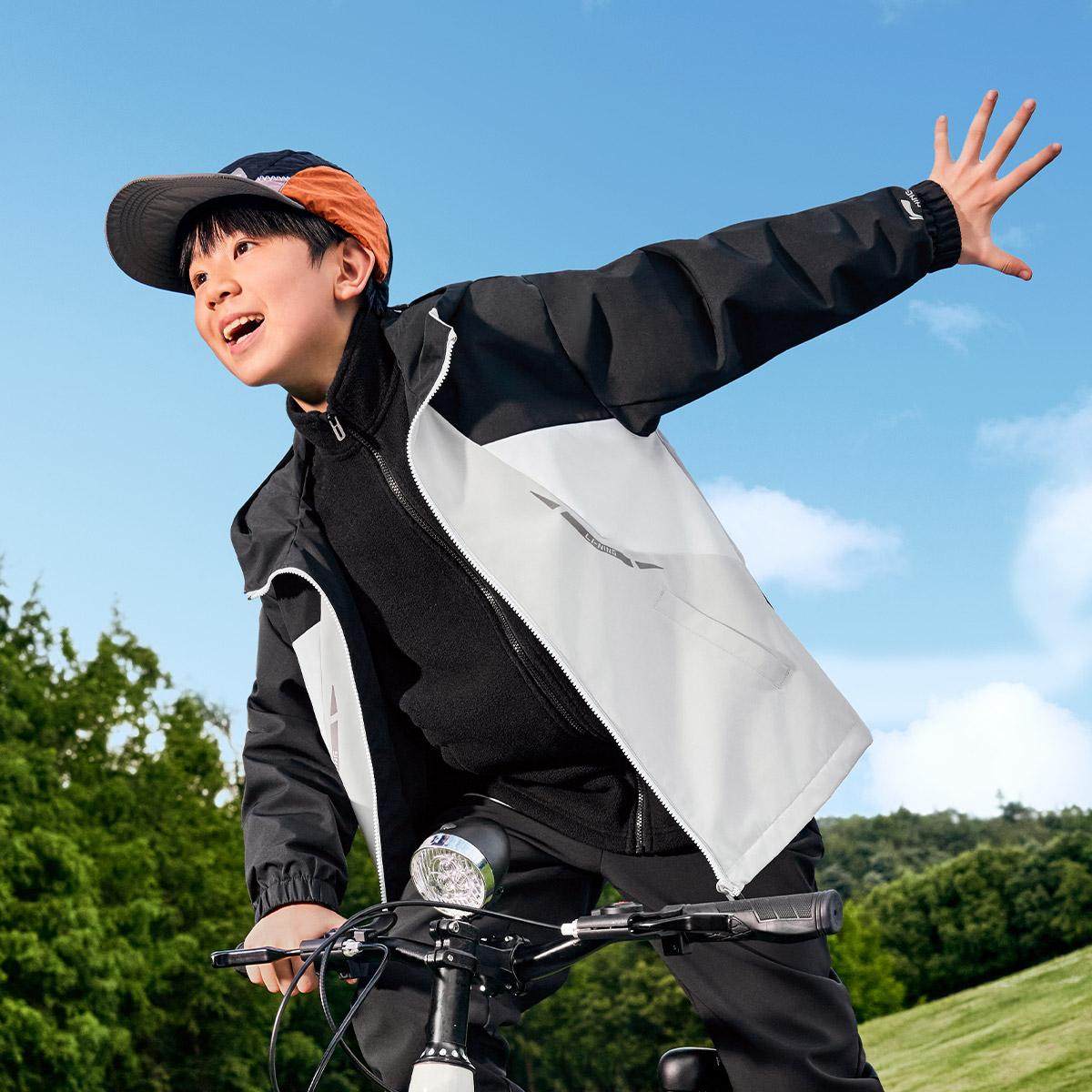 李宁正品2025新款男大童防风加绒保暖梭织连帽夹克外套YWBV095,淘宝优惠券,粉丝福利购,淘宝优惠卷