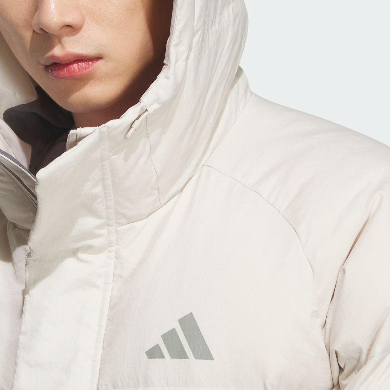 Adidas/阿迪达斯正品2025男女拉链长款连帽梭织运动羽绒服KR0935 - 图2