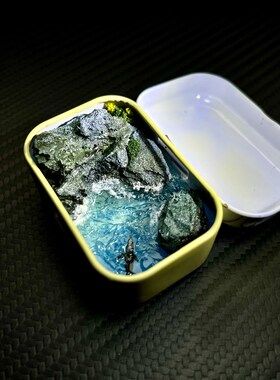 纯手工南沙群g岛手工微缩景观模型迷你铁盒手办摆件扩香器