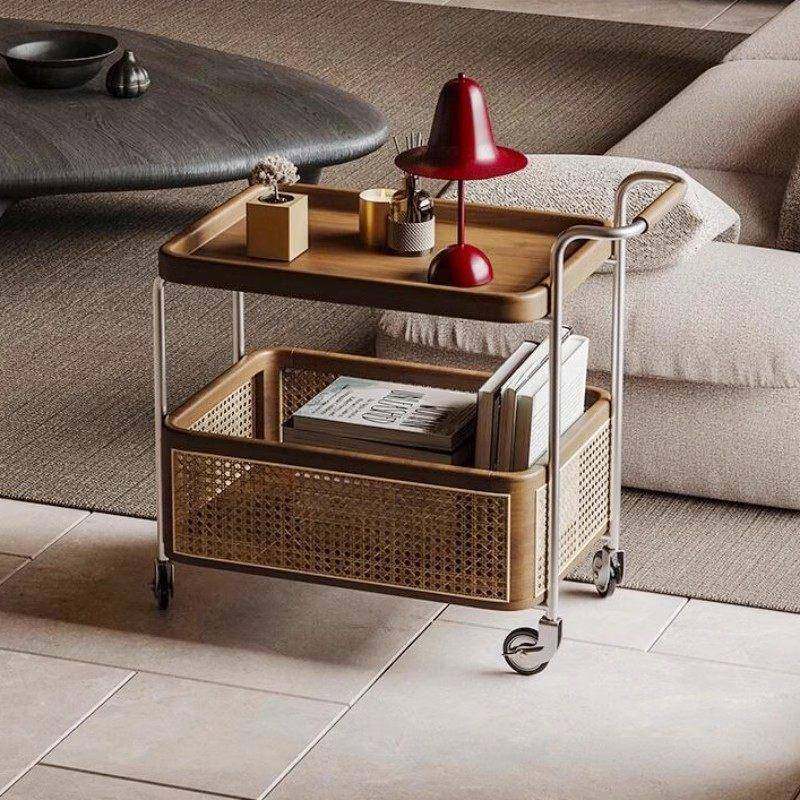 实中古小推木边几中古架小推可移车茶几客厅动沙发边柜零食置物藤,淘宝优惠券,粉丝福利购,淘宝优惠卷