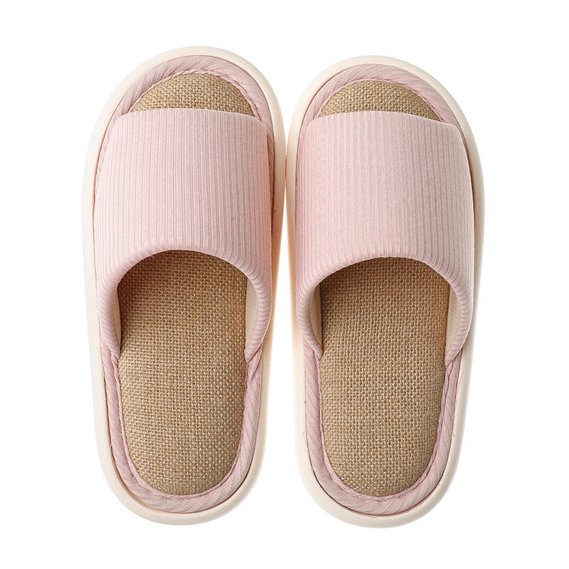 Japanese-style Liangpin official website hemp slippers women's indoor silent cotton and linen confinement shoes fabric wood floor bedroom living room home