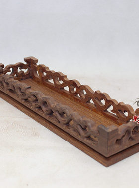 红木鸡翅木长方形底座实木工艺品摆件奇石头玉石香炉底座展台托架