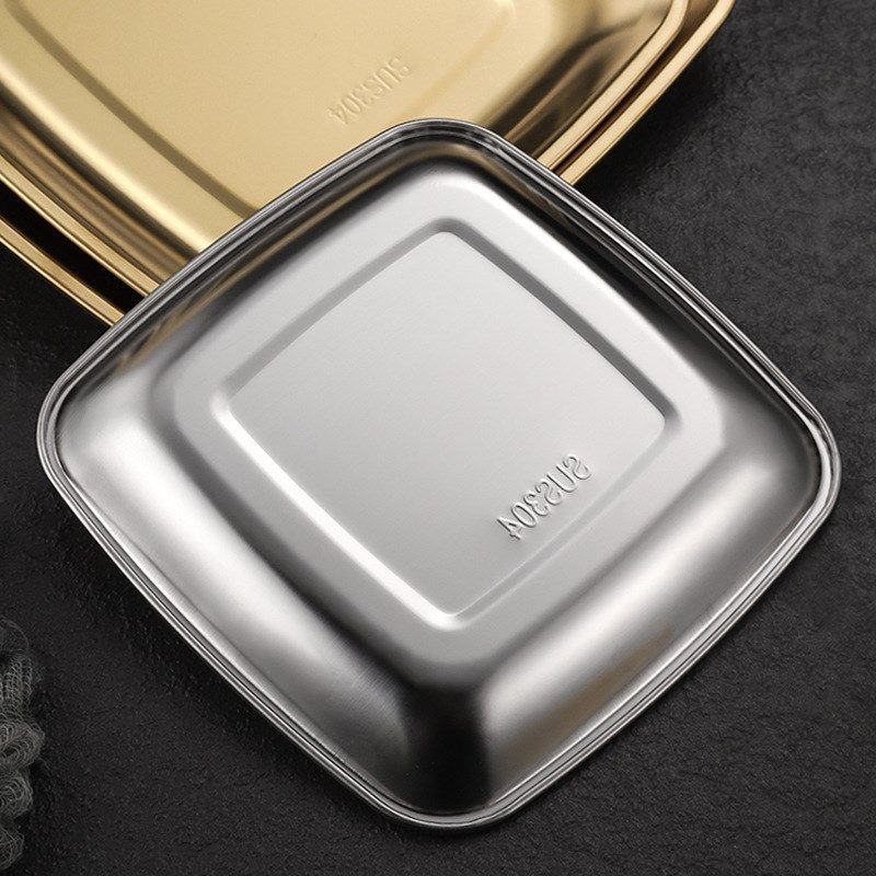 304不锈钢四方形盘商用金色烧烤盘肠粉J盘菜盘平底托盘创意小吃盘,淘宝优惠券,粉丝福利购,淘宝优惠卷