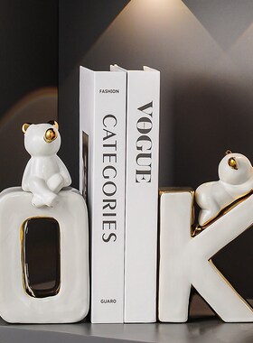 创意ok书挡摆件轻奢p高档客厅家居电视酒柜直播间高级感桌面装饰