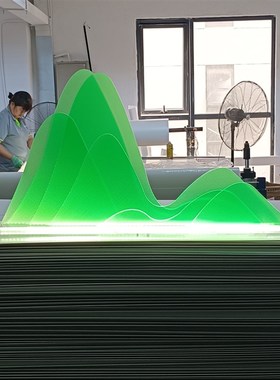 发光亚克力透明假山造景室内酒店大堂营销中心售楼X处艺术装饰品