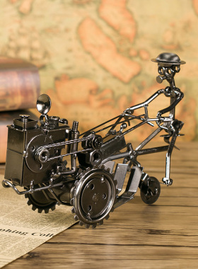 复古铁艺拖拉机金属模型摆设创意书桌家庭L家居装饰工艺品书架摆
