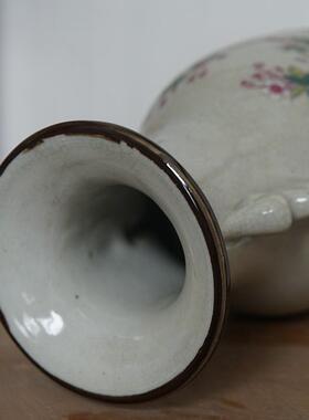 仿古大清乾隆荣华富贵双耳花瓶陶瓷器中式书房装饰古玩古董收藏品
