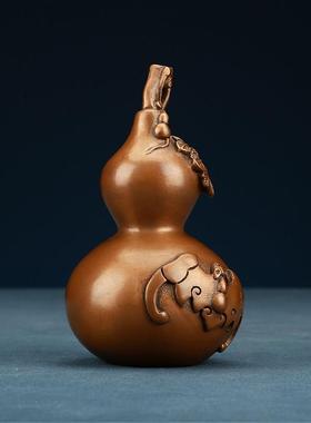 铜欣祥 紫铜双钱葫芦摆件福禄双全葫芦家居装饰品客厅乔迁礼品