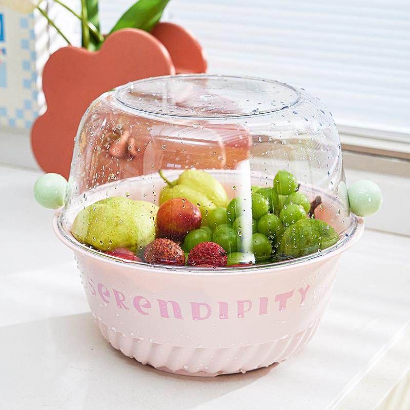 多巴胺沥水篮家用可爱水果篮子清洗滤水二合一加厚果盘双层洗菜篮,淘宝优惠券,粉丝福利购,淘宝优惠卷