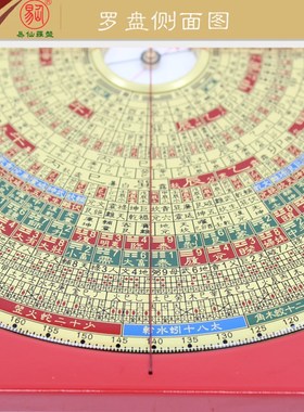 易仙强磁针7寸2综合29层罗盘C款红色电木三元三合罗庚盘摆件中式