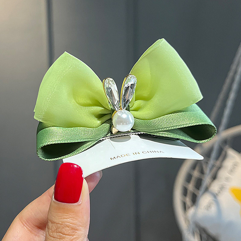 女童夏季清新立体蝴蝶结发夹头饰儿童甜美可爱珍珠小兔子发卡顶夹,淘宝优惠券,粉丝福利购,淘宝优惠卷