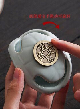 中式富甲天下乌龟壳茶宠桌面摆件创意精品汝窑工艺品开片可养礼物
