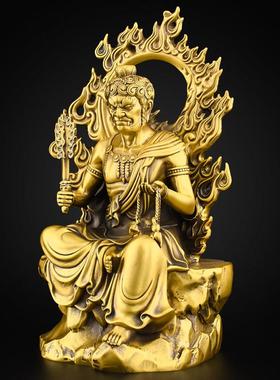 黄铜不动尊菩萨不动明王佛像摆件属鸡本命佛不动金刚无动尊雕像
