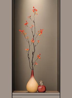 石来运转陶瓷花瓶迎客松入门玄关壁龛细高摆件高级感客厅装饰品