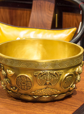 铜韵堂丨沈万三聚宝盆实心客厅大摆件送领导长辈乔迁开业高档礼品