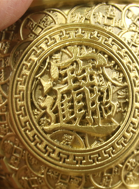 黄铜招财小铜缸摆件客厅中式聚宝盆家居装饰品办公室桌面摆设酒柜