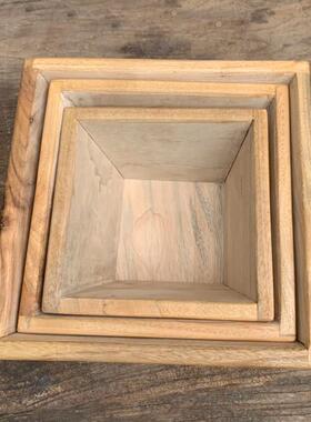 樟木米斗升子斗四方家用老式香樟木日进斗金仿古摆件招财大号米斗