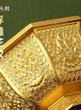 八吉祥雕花铜供水碗室内家用供水杯净水杯7供圣水杯桌面铜碗摆件