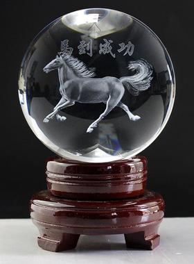 K9人造水晶玻璃球内雕一帆风顺创意装饰摆饰送朋友定做公司礼品