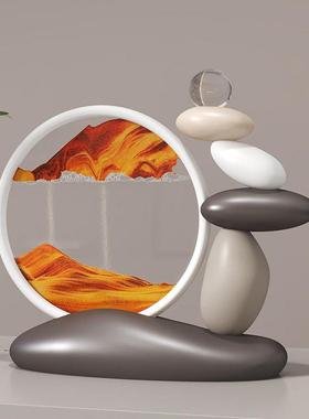 时来运转摆件流沙画高级感客厅电视柜玄关软装饰品轻奢高档办公室