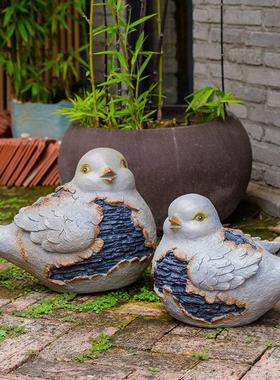 户外花园庭院园林别墅装饰品动物花盆仿真鸟树脂摆件工艺品雕塑