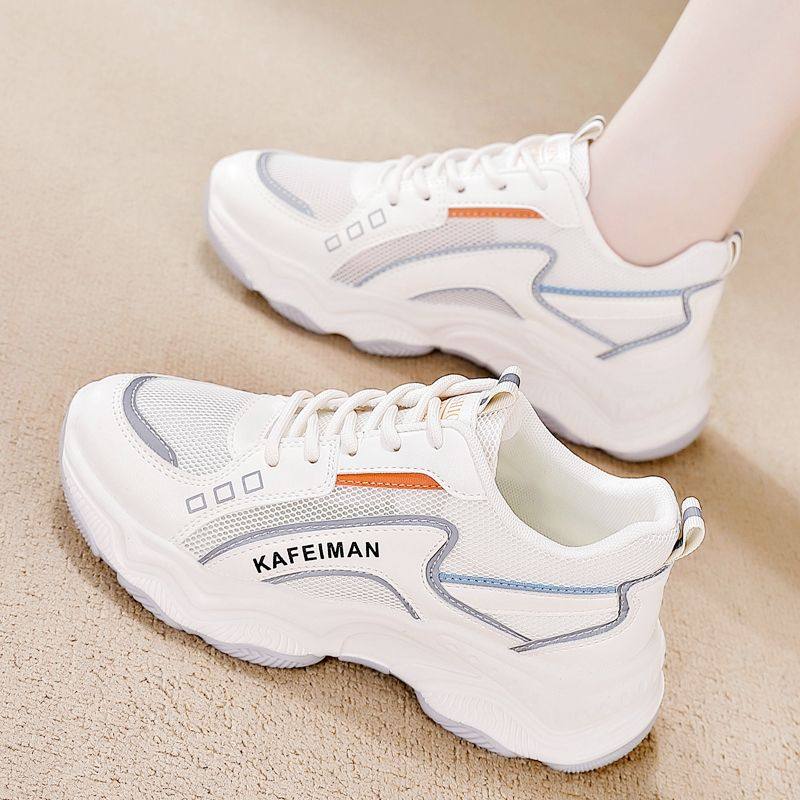 真皮网面透气老爹鞋女2024夏季爆款ins潮厚底舒适运动旅游跑步鞋,淘宝优惠券,粉丝福利购,淘宝优惠卷