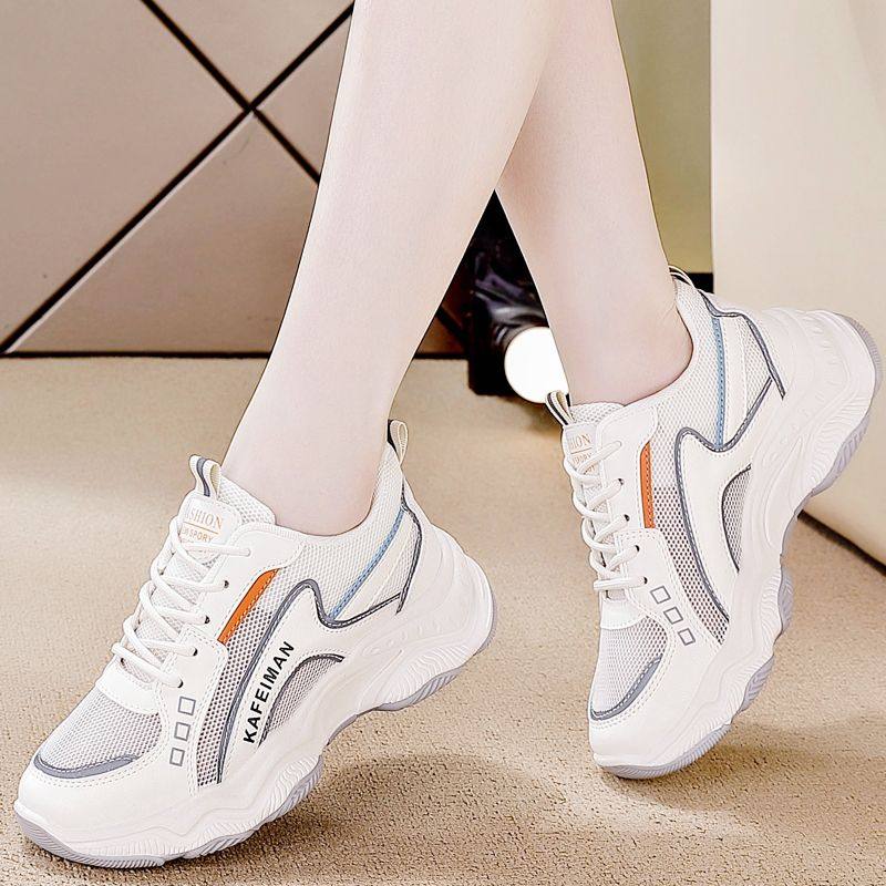 真皮网面透气老爹鞋女2024夏季爆款ins潮厚底舒适运动旅游跑步鞋,淘宝优惠券,粉丝福利购,淘宝优惠卷