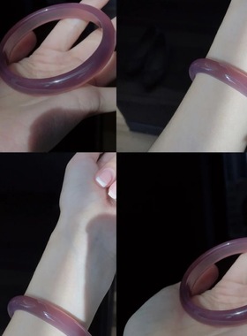 冰种帝王紫玉髓手镯玉石镯子古风外蒙料镯子女款紫气东来