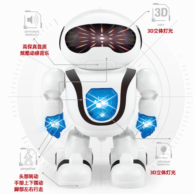 跨境新品儿童电动跳舞机器人玩具灯光音乐男孩宝宝礼物地摊货源 - 图2