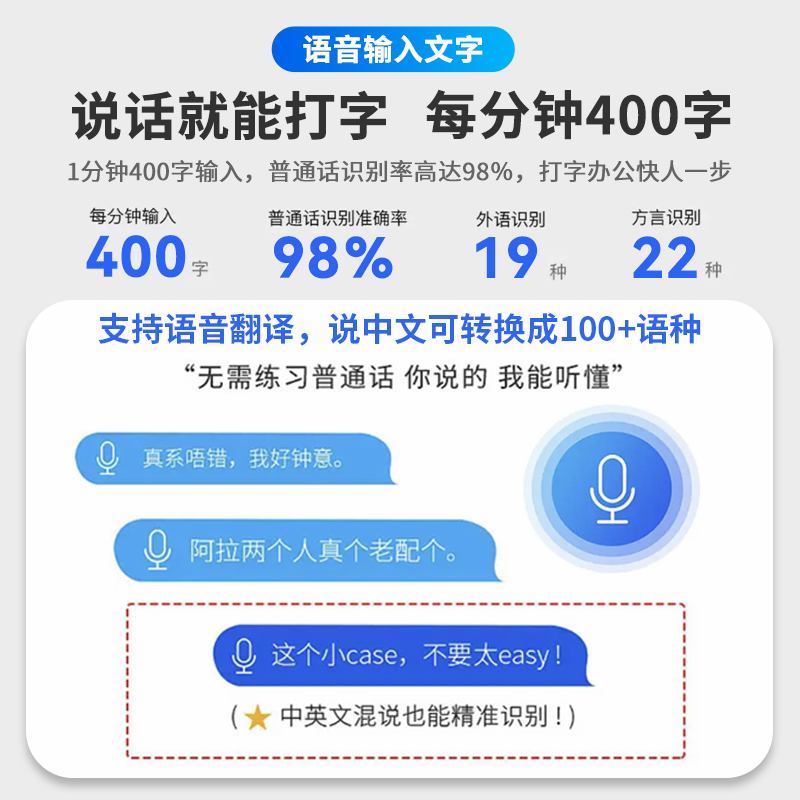 新科M7AI智能鼠标办公语音声控打字翻译无线蓝牙静音通用可充电款