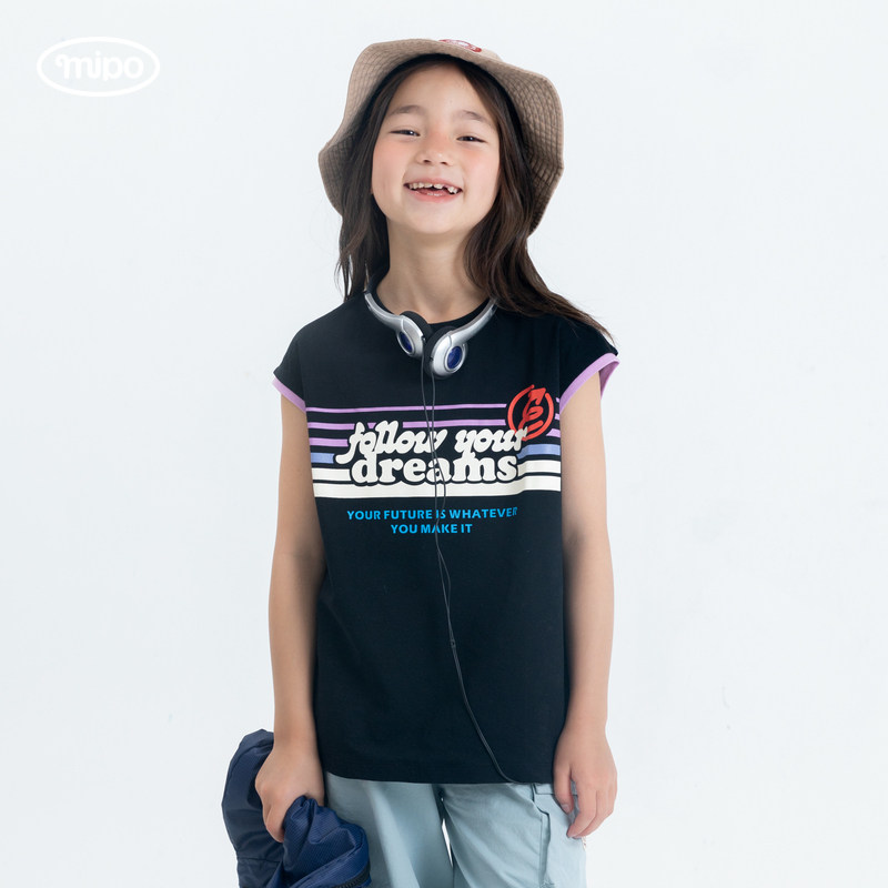 mipo木棉透气凉爽外穿背心夏男女童户外运动训练海边无袖印花T恤,淘宝优惠券,粉丝福利购,淘宝优惠卷