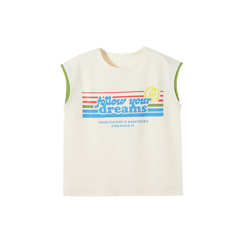 mipo木棉透气凉爽外穿背心夏男女童户外运动训练海边无袖印花T恤,淘宝优惠券,粉丝福利购,淘宝优惠卷