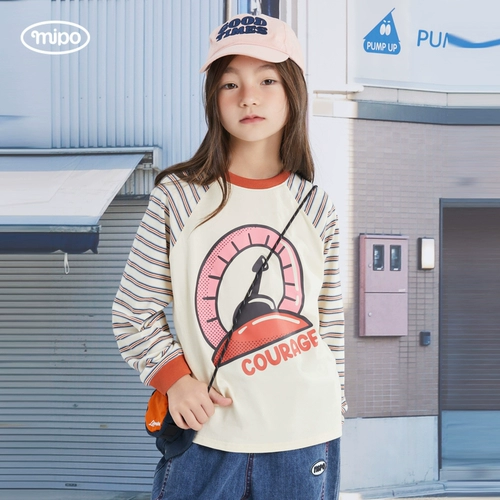 Осенний детский хлопковый лонгслив