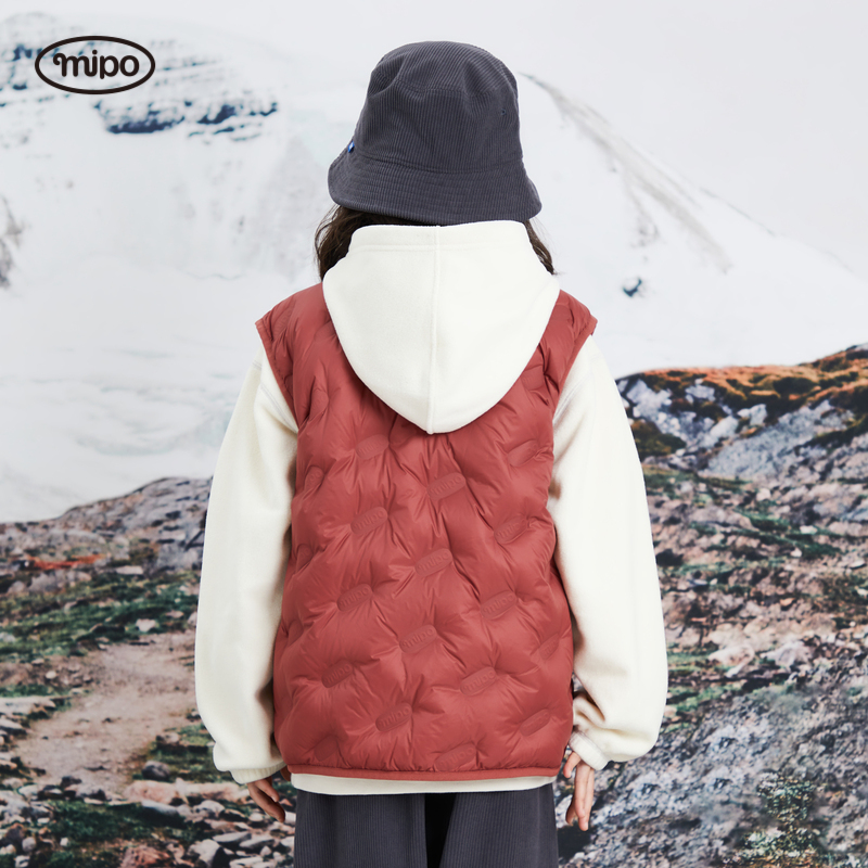 mipo AW23冬装 儿童羽绒马甲男轻薄款2023新款女童羽绒背心外穿