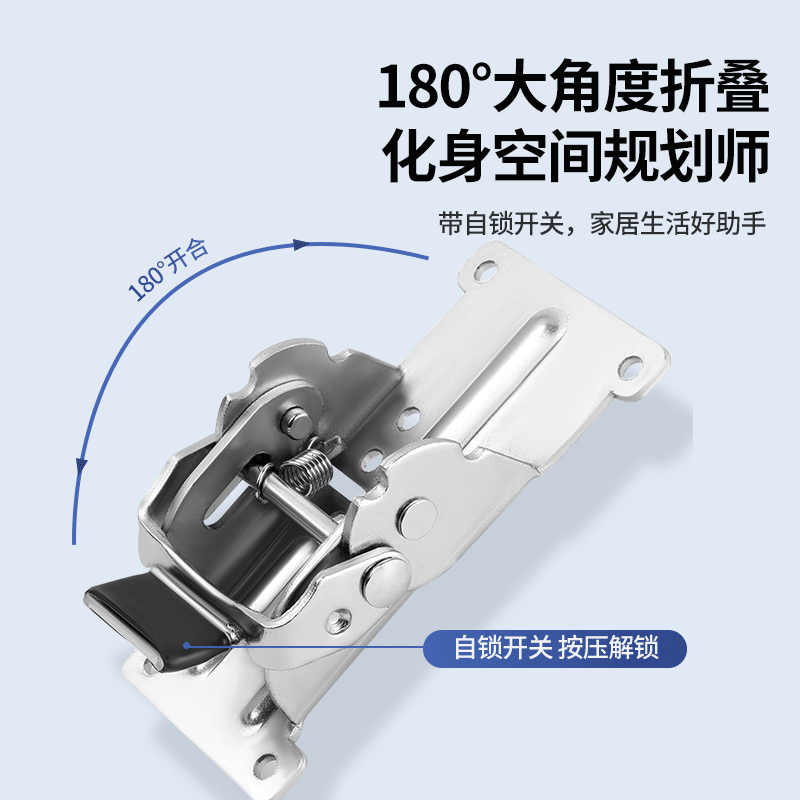 180度90度0度折叠自锁铰链合页茶几家具固定件下翻折叠桌五金配件 - 图1