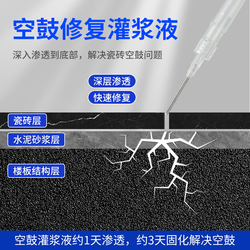 瓷砖空鼓灌浆墙砖地砖渗透修复起翘专用胶灌注磁砖注射填充修补剂 - 图2