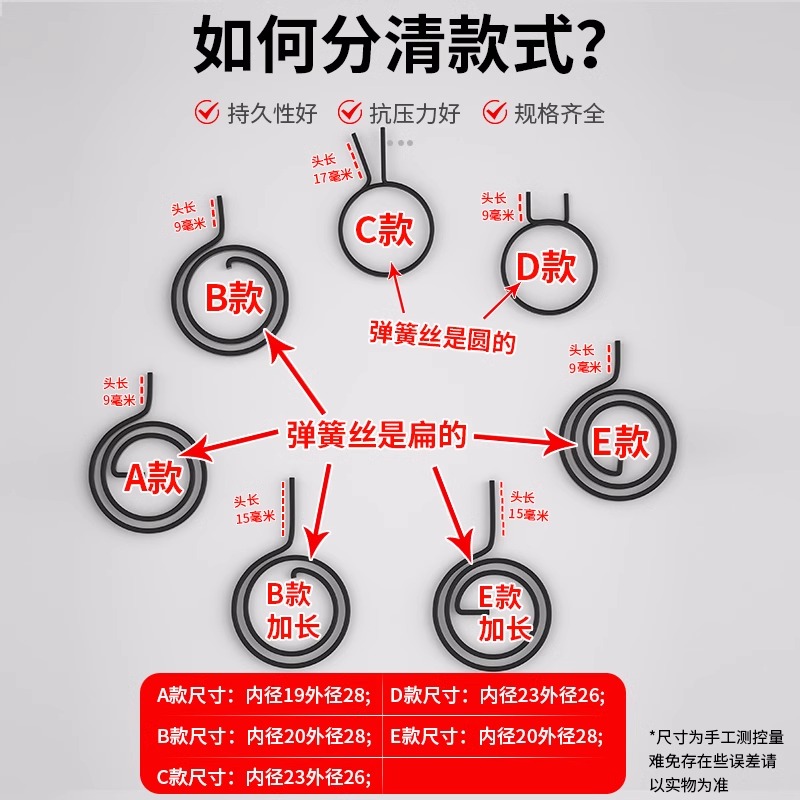 门锁弹簧防盗门把手扭簧室内酒店卫生间内芯配件拉门回位卡簧钳黄-图0