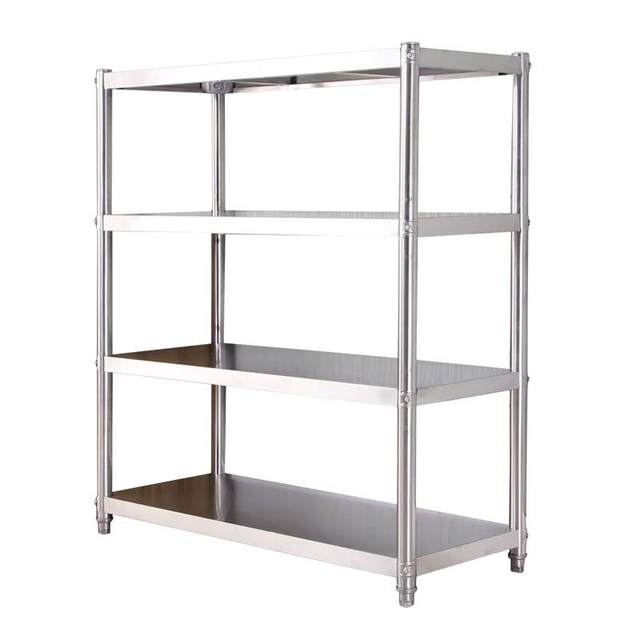 Four-layer stainless steel storage rack floor-standing multi-layer warehouse storage shelf kitchen microwave oven thick rack