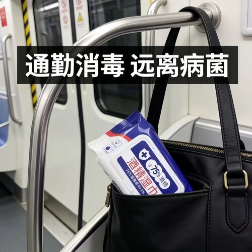 2包津昊75型酒精湿巾家用清洁便携装带盖抽取式杀菌湿纸巾 - 图2