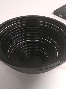 现代轻奢家居艺术果盘摆件线圈金属托盘样板房客厅收纳桌面装饰品