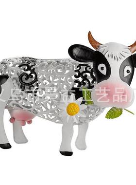 雏菊牛太阳能灯Daisy Cow Solar Light树脂摆件花园装饰牛厂家