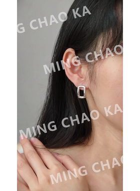 铜合金耳饰高级感韩系极简耳钉方型耳环日常极简几何耳饰