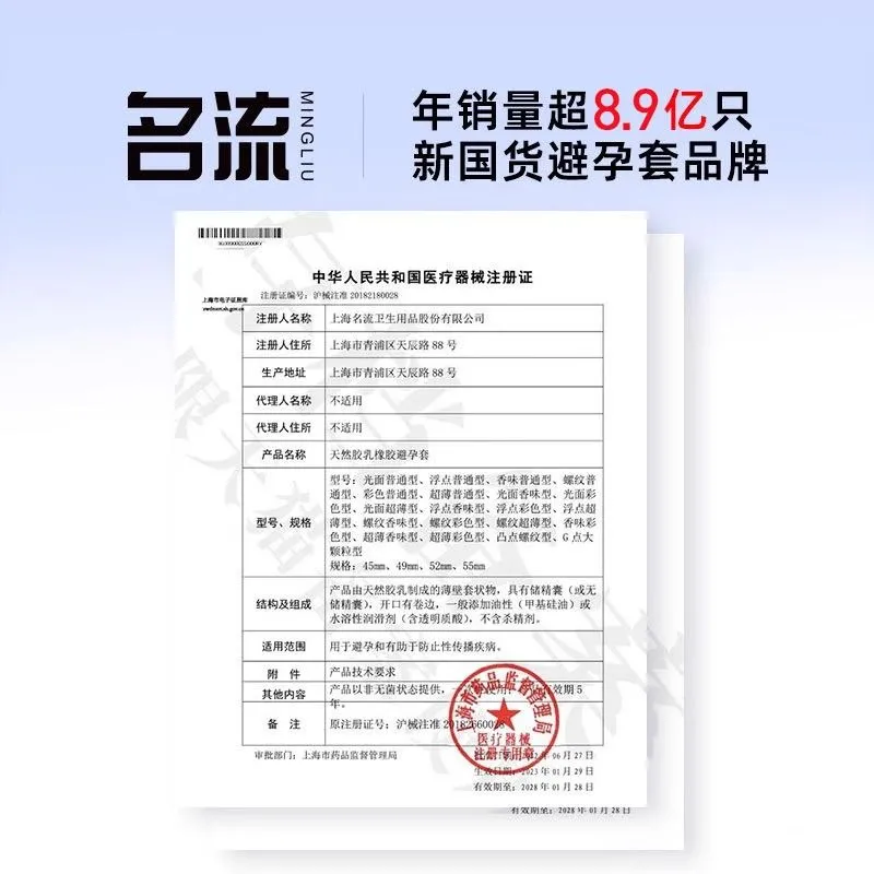 名流避孕套经典玻尿酸男女用100只超薄持久润滑无味成人正品套套 - 图3