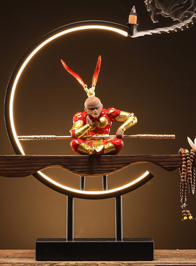 速发意中式齐天大圣灯禅圈新摆件客厅玄关创意倒流香装饰