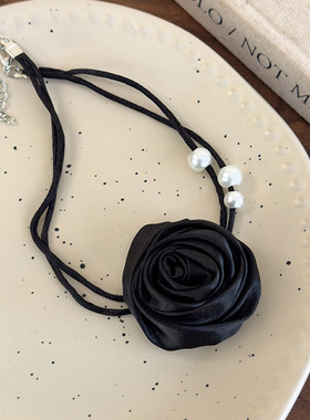 高级感玫瑰花项链山茶花朵锁骨颈链choker脖子饰品新款网红项圈女