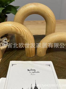 木制摆件拱门拱形装饰木质工艺品摆件几何艺术装饰咖啡馆桌面摆件