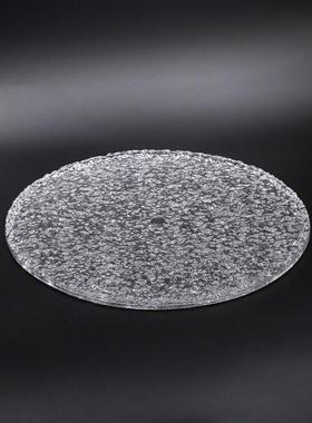 新中式简约玻璃透明圆形托盘摆件客厅茶几样板间果盘装饰品