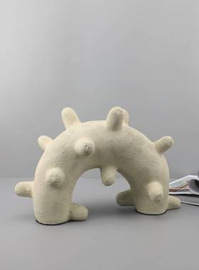 现代简约多刺波点几何半圆形树脂摆件客厅玄关书房样板房家居饰品