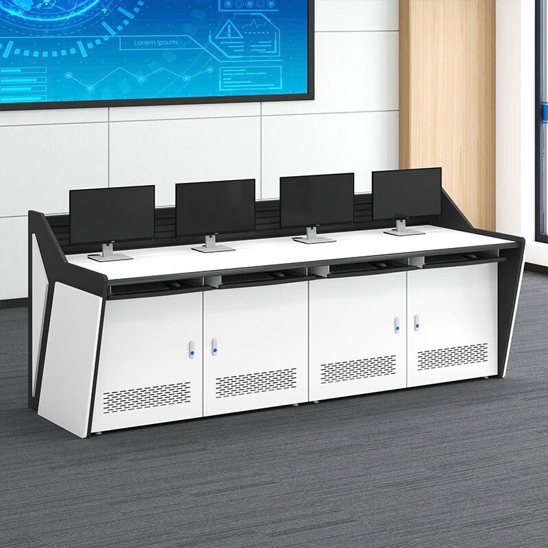 Quadruple monitoring console straight console command center computer dispatch console platform security console